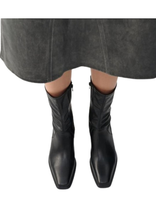 Aino Leather Women's Chelsea Ankle Boots with Medium Heel Black