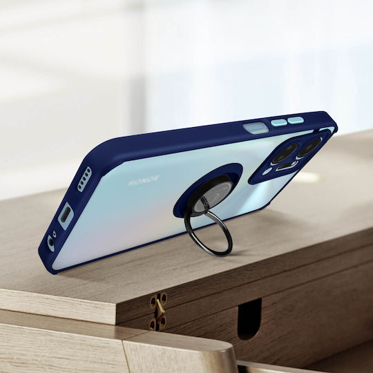 Case Honor X7a Dual Material Metal Ring Video Support Blue