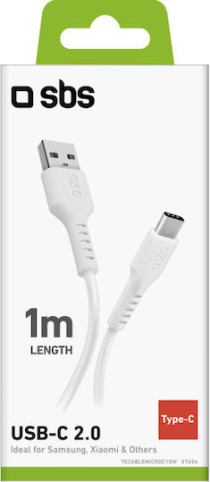 SBS Редовна USB 2.0 Кабел USB-C мъжки - USB-A мъжки Бял 1м (CABLEMICROC10W)