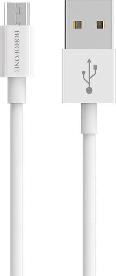 Borofone BX22 Редовна USB 2.0 до микро USB кабел Бял 1м 1бр