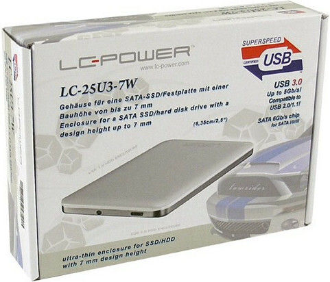 LC-Power Θήκη για Σκληρό Δίσκο 2.5" SATA III με σύνδεση SATA / USB 3.0 / Serial σε Λευκό χρώμα