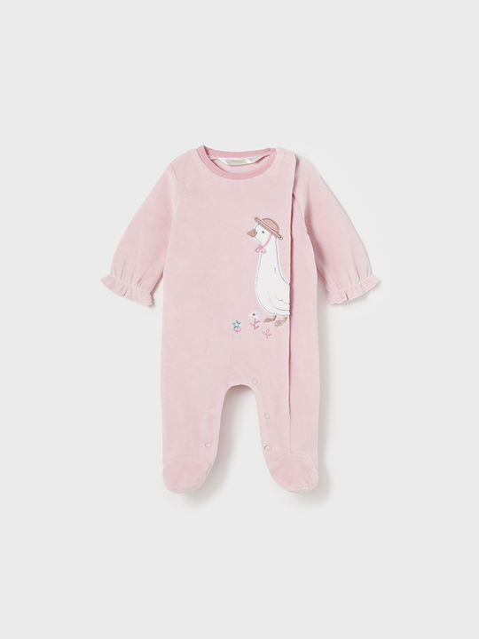 Mayoral Baby Bodysuit Set Velvet Baby Pink 2pcs