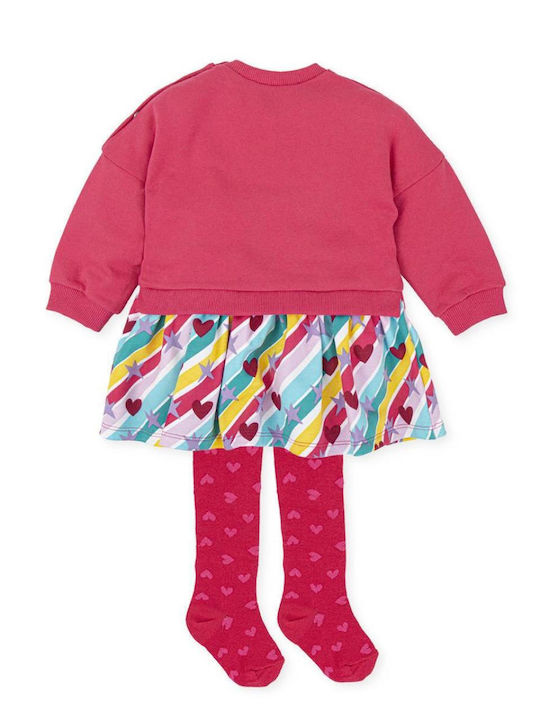 Agatha Ruiz De La Prada Sweatshirt Kids Dress Set with Tights Coral