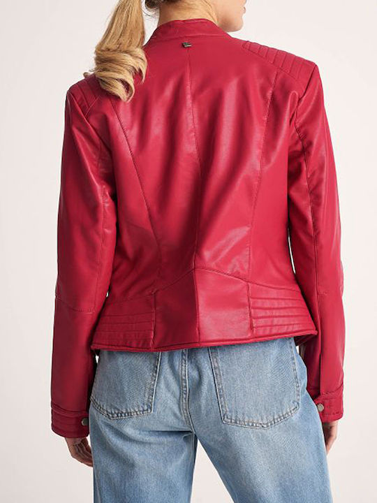 Attrattivo Γυναικείο Biker Jacket Magenta