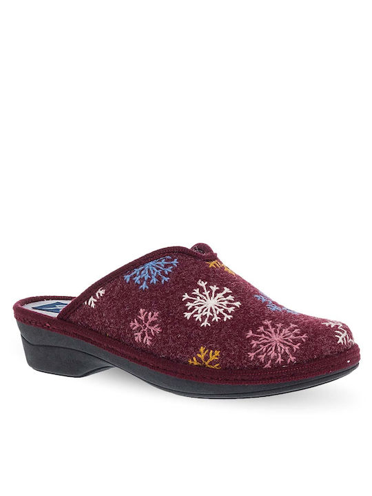 Parex Winter Women's Slippers in Burgundy color