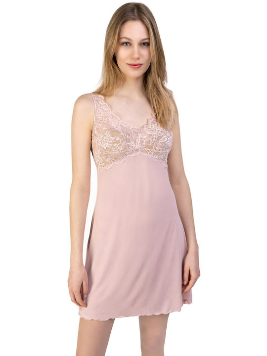 Elite Summer Satin Women's Nightdress Pink