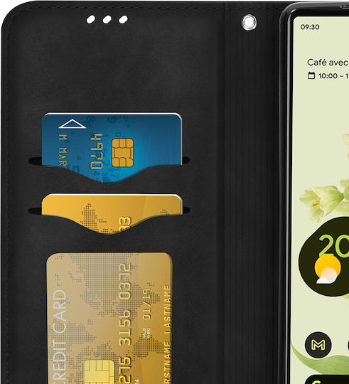 Wallet Folio Case Google Pixel 6a Card Holder Soft-touch Black