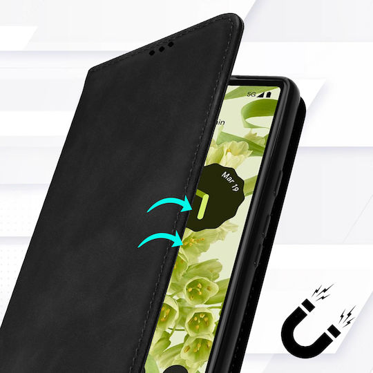 Wallet Folio Case Google Pixel 6a Card Holder Soft-touch Black