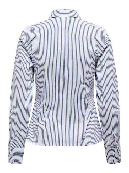 Only Women's Striped Long Sleeve Shirt Blue