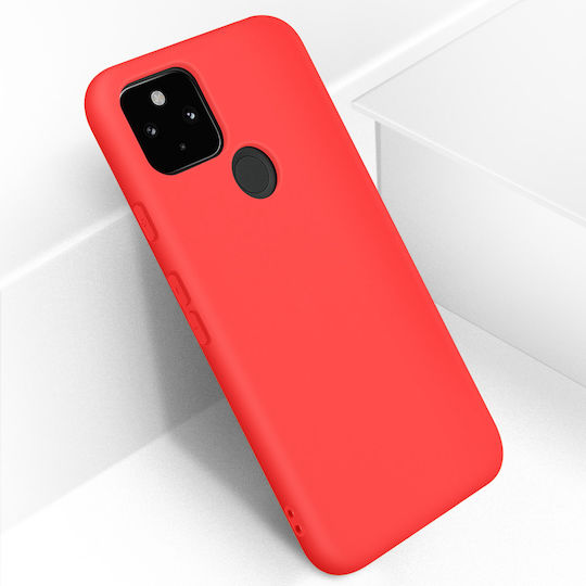Back Cover Google Pixel 5 Semi-rigid Soft Touch Compatible Qi Red