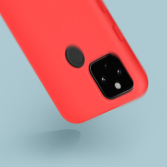Back Cover Google Pixel 5 Semi-rigid Soft Touch Compatible Qi Red