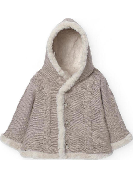 Kids Cardigan Cotton with Hood Beige