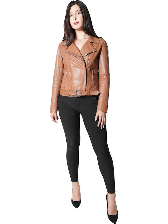 Damen Bikerjacke Tabac Braun