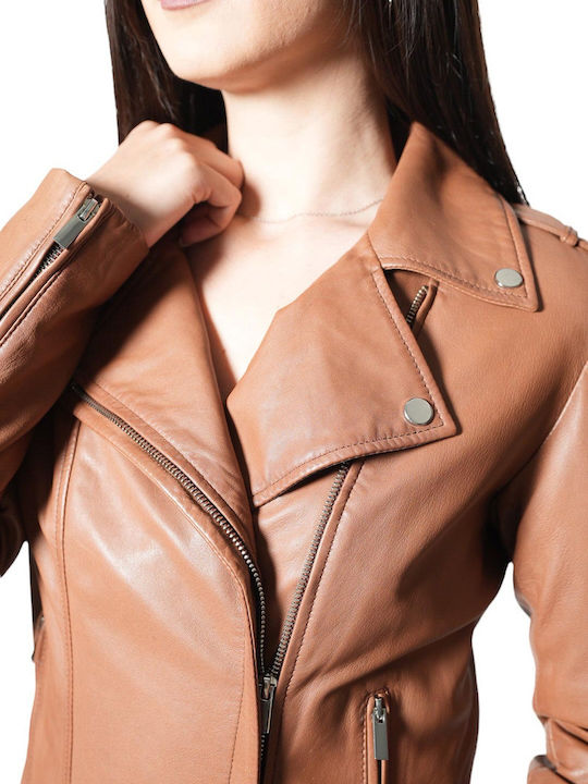Damen Bikerjacke Tabac Braun