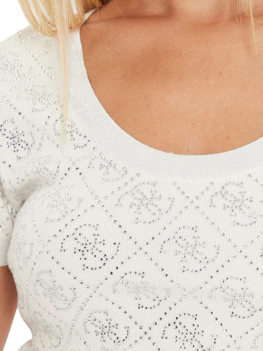 Damen Bluse Kurzärmelig Silver-cream
