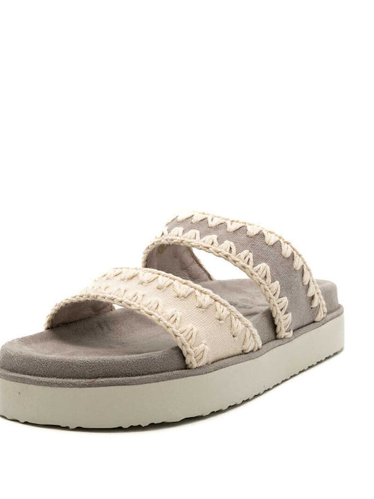 Leder Flache Sandalen für Damen in Beige Farbe Regelmäßig Passform