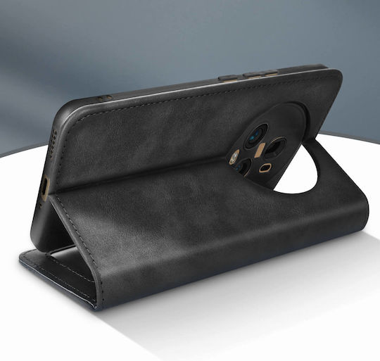 Schwarze Brieftaschenhülle mit gewebtem Muster und Video-Unterstützung für Honor Magic 5 Pro