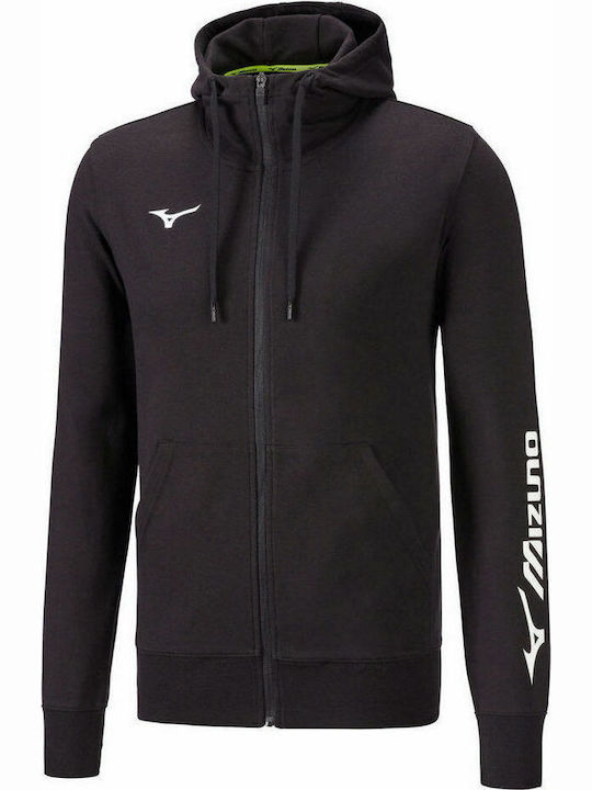 Mizuno Men's Sweatshirt Jacket with Hood and Pockets Black