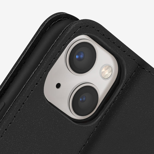 Premium Leather Case Iphone 13 Card-holder Video Stand Feature Black