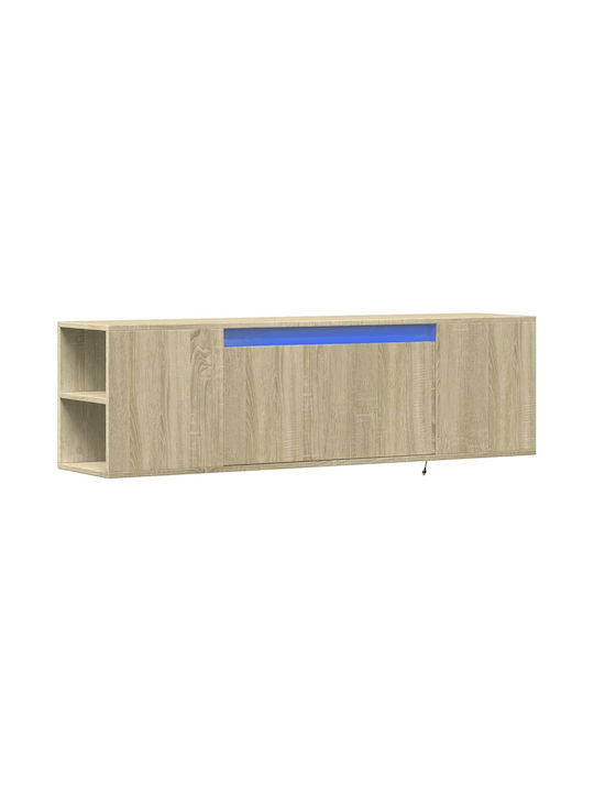 TV Stand Wooden with LED Lighting Sonoma Oak L135xW31xH39.5cm