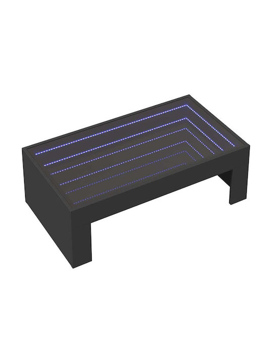 Rectangular Coffee Table Glass Black L90xW50xH30cm