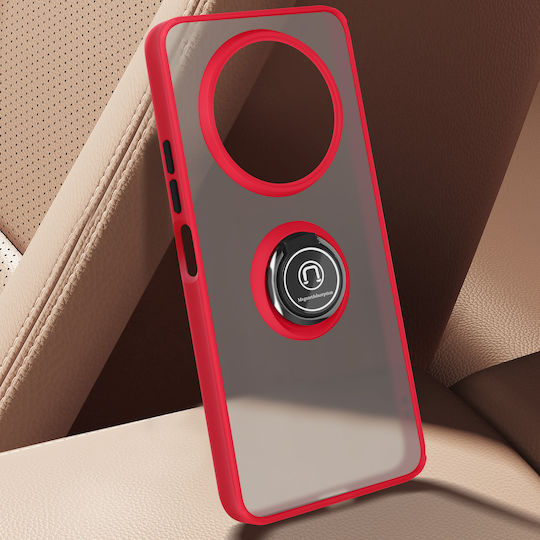 Avizar Ring Case Redmi A3 Shockproof Magnetic Compatible Stand Function Red