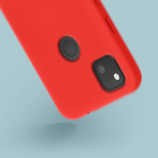 Силиконов полутвърд калъф за Google Pixel 4a с меко матово покритие в червено