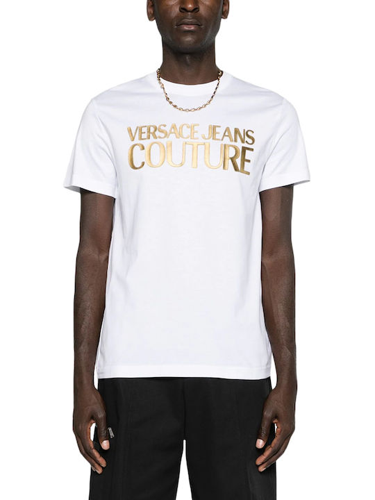 Versace Men's Short Sleeve T-shirt Λευκό-χρυσό