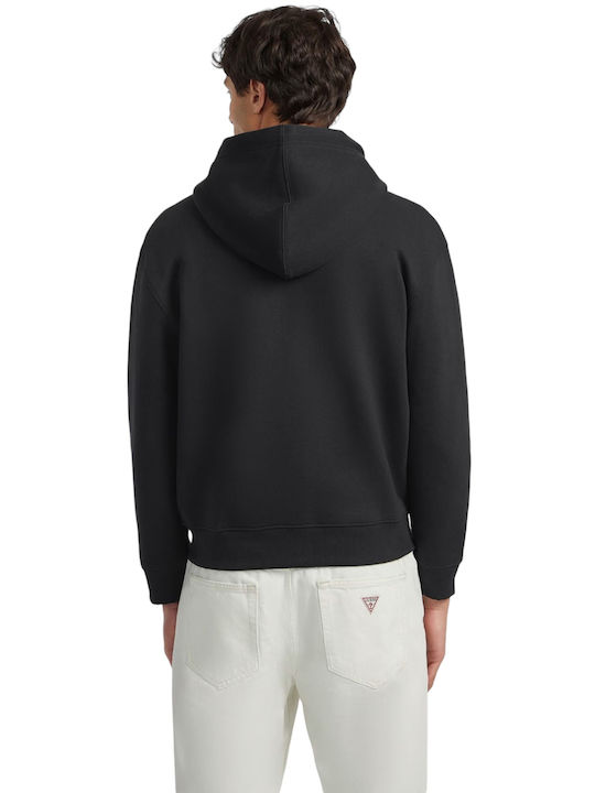 Guess Men's Sweatshirt Jacket with Hood Black