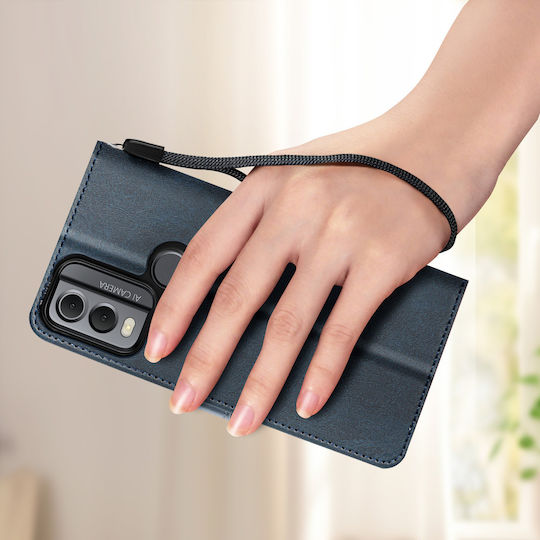Avizar Folio Case Nokia C22 Wallet Hand Strap Dark Blue