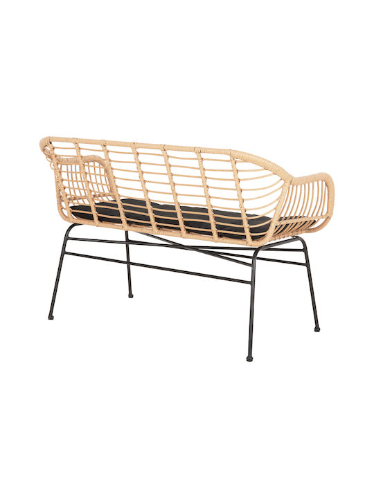 Zweisitziges Sofa Außenbereich Rattan mit Kissen 120x62x80cm