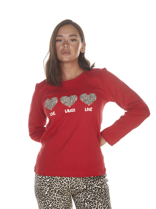 Women's Pyjamas Hearts Animal Print Red Pants