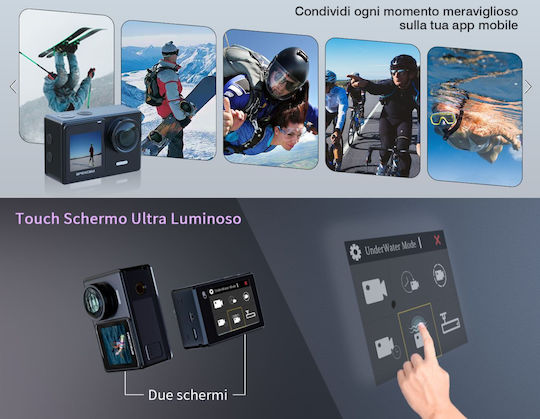 PRO X70 PRO Action Camera 4K Ultra HD Υποβρύχια με Οθόνη και Wi-Fi Μαύρη