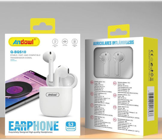 Andowl Q-BQS10 Earbud Bluetooth Handsfree Earphones with Charging Case White