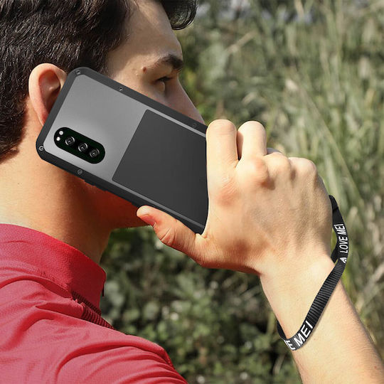 Love Mei Waterproof Case for Sony Xperia 5 Rain-Free Tempered Glass Powerful Black