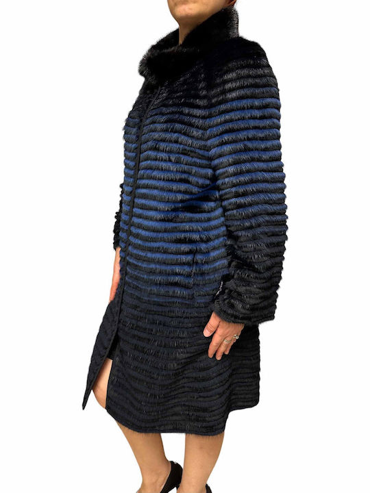 Women's Short Fur Black-blue