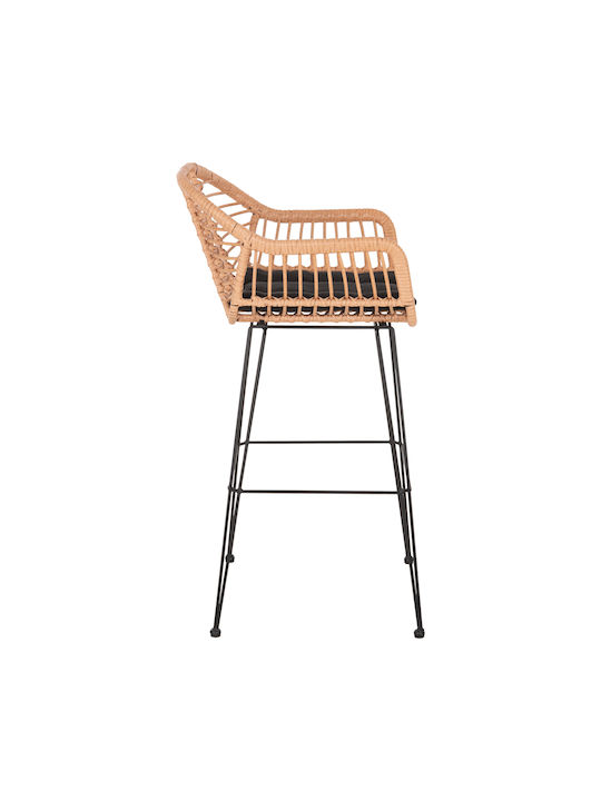 Scaun De Bar Pentru Exterior Rattan Allegra Cu Pernă Bej, Negru 54x55x108cm