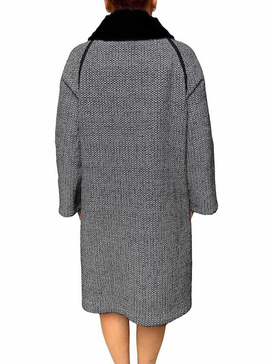 Frauen Pelz Black-blue