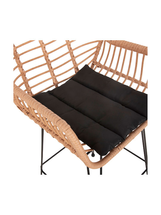 Scaun De Bar Pentru Exterior Rattan Allegra Cu Pernă Bej, Negru 54x55x108cm