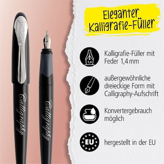 Online Stilou Caligrafie Dop 1.4mm Neagră cu Cerneală Neagră
