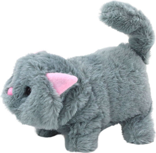 Plush Animal Kitten Walks and Meows - Gray 16 cm