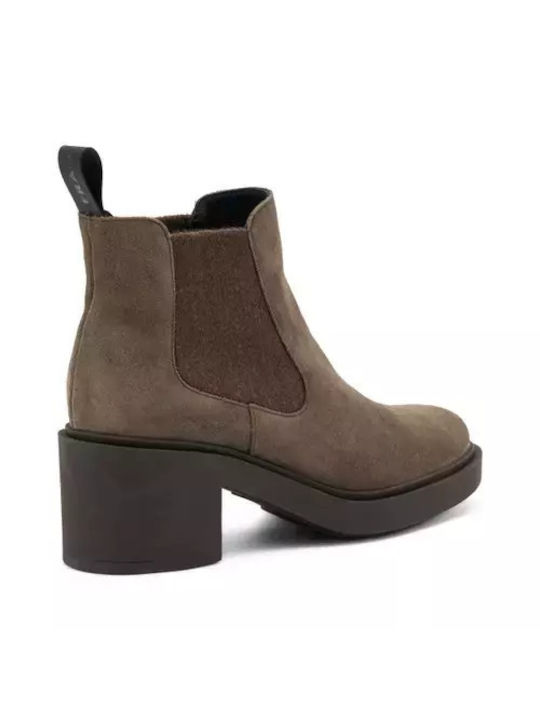 Frau Suede Women's Chelsea Boots with Medium Heel Beige