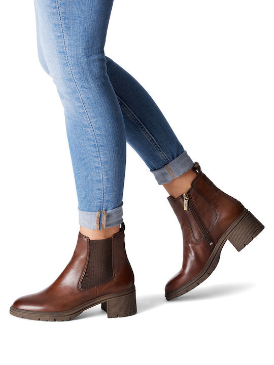 Tamaris Leather Women's Ankle Boots Tabac Brown