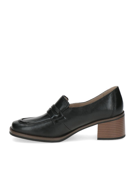 Caprice Leather Women's Loafers in Black Color