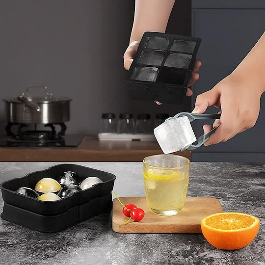 Tavă pentru cuburi de gheață Rotund din silicon cu capac Gri ZY12123QWS70