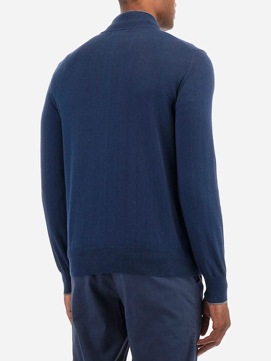 La Martina Men's Long Sleeve Sweater with Zipper Navy