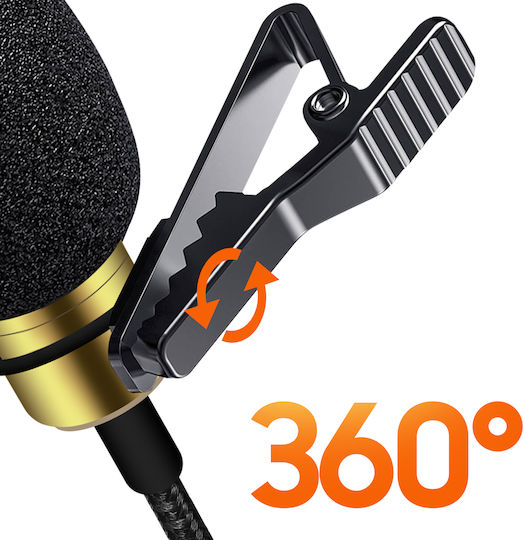 LinQ TPC3539M Микрофон Πέτου, Clip On за Вокали в Черен Цвят
