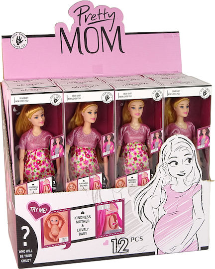 Lean Toys Baby Puppe Baby-Puppe Schwanger Rosa Kleid Blumen für 3+ Jahre alt+ Jahre 30cm.