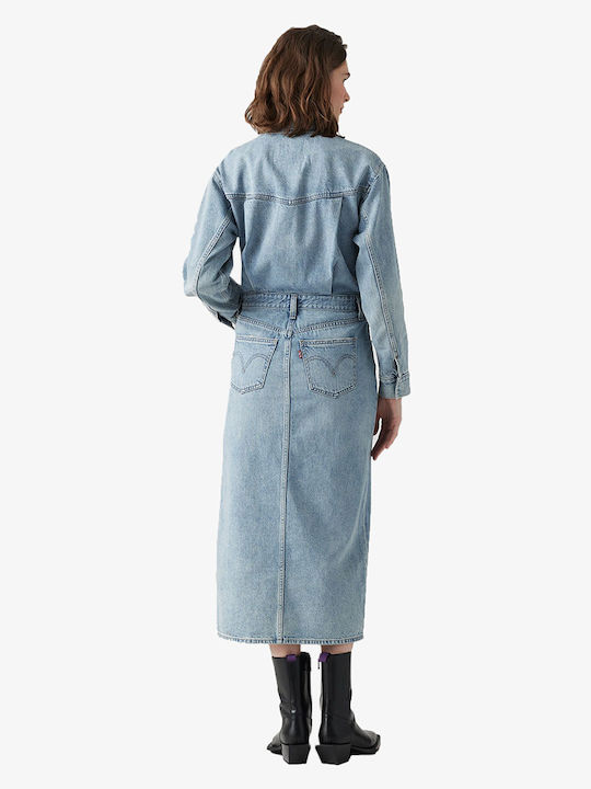 Rochie Midi-Cămașă Denim Albastră