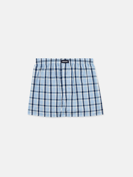 Ανδρικά Μποξεράκια Turquoise/ciel Καρό 2Pack